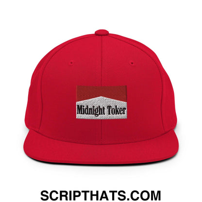 Midnight Toker Bill Brim Snapback Hat Red