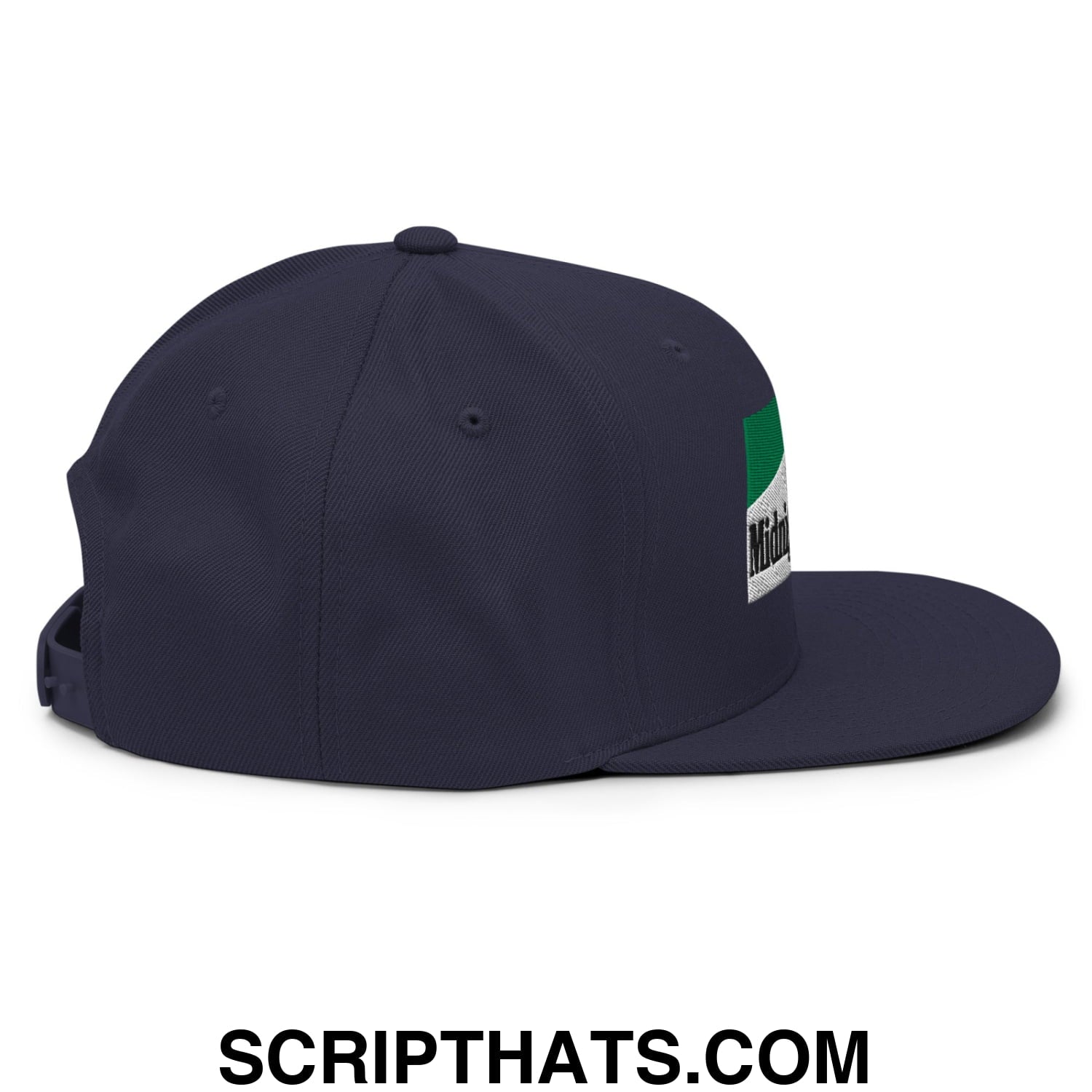 Midnight Toker Cigarette Menthol Green Embroidered Flat Bill Brim Snapback Hat Navy