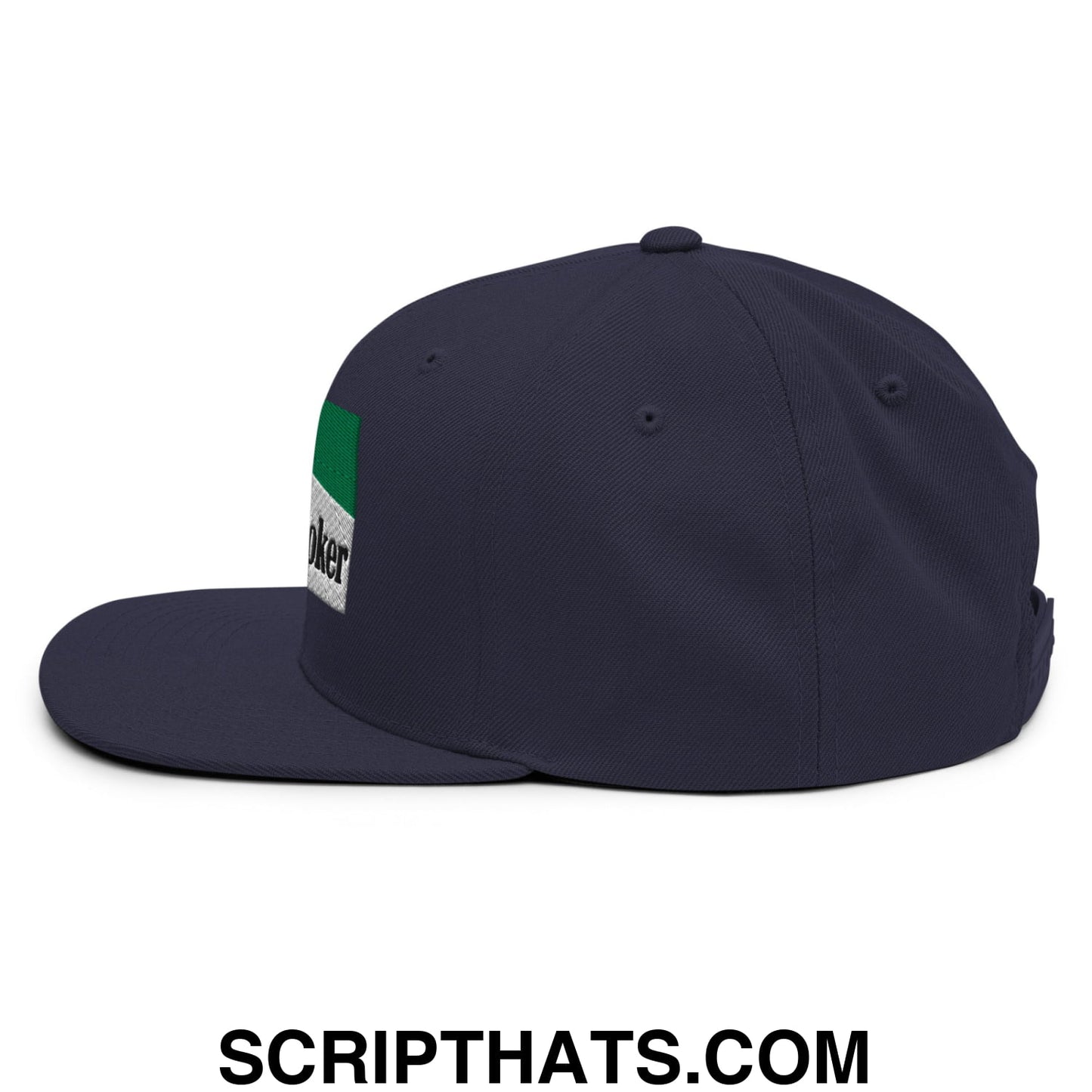 Midnight Toker Cigarette Menthol Green Embroidered Flat Bill Brim Snapback Hat Navy