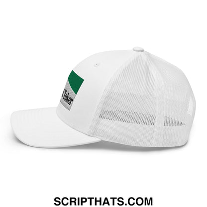 Midnight Toker Cigarette Menthol Green Embroidered Mesh Trucker Hat White