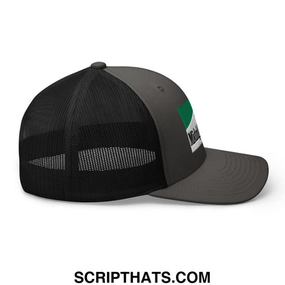 Midnight Toker Cigarette Menthol Green Embroidered Mesh Trucker Hat Charcoal Black