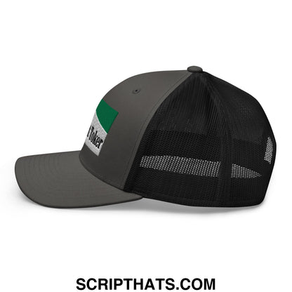 Midnight Toker Cigarette Menthol Green Embroidered Mesh Trucker Hat Charcoal Black