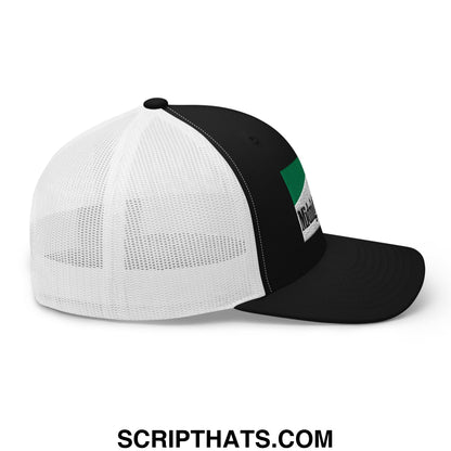 Midnight Toker Cigarette Menthol Green Embroidered Mesh Trucker Hat Black White