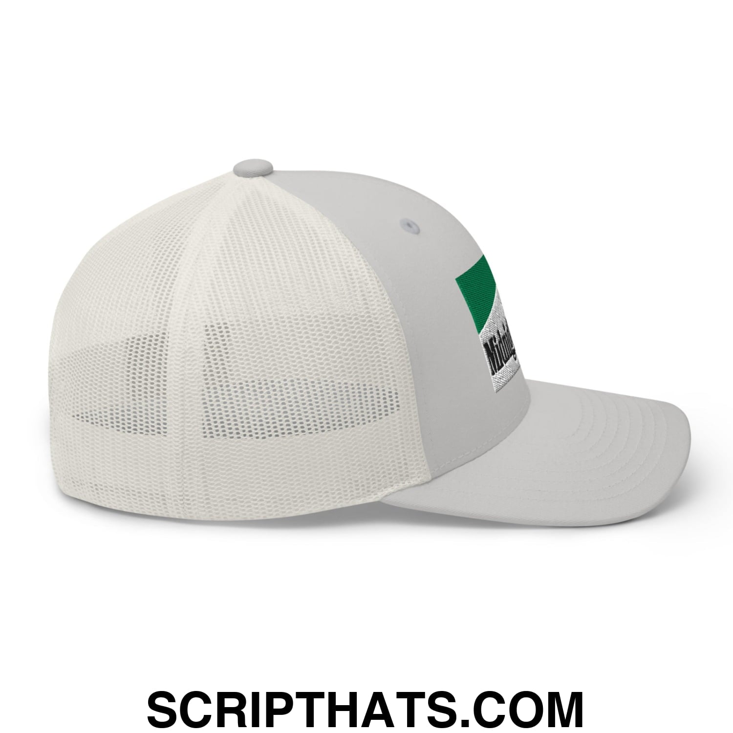 Midnight Toker Cigarette Menthol Green Embroidered Mesh Trucker Hat Silver