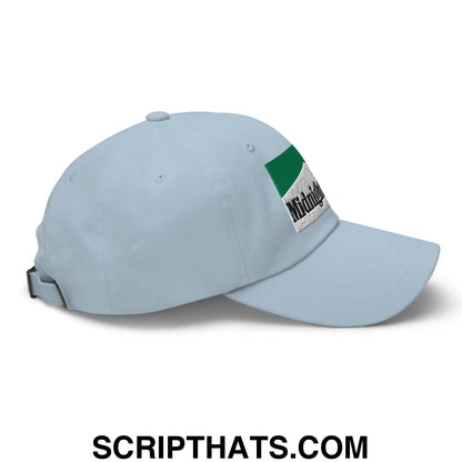 Midnight Toker Cigarette Menthol Green Embroidered Unstructured Dad Hat Light Blue