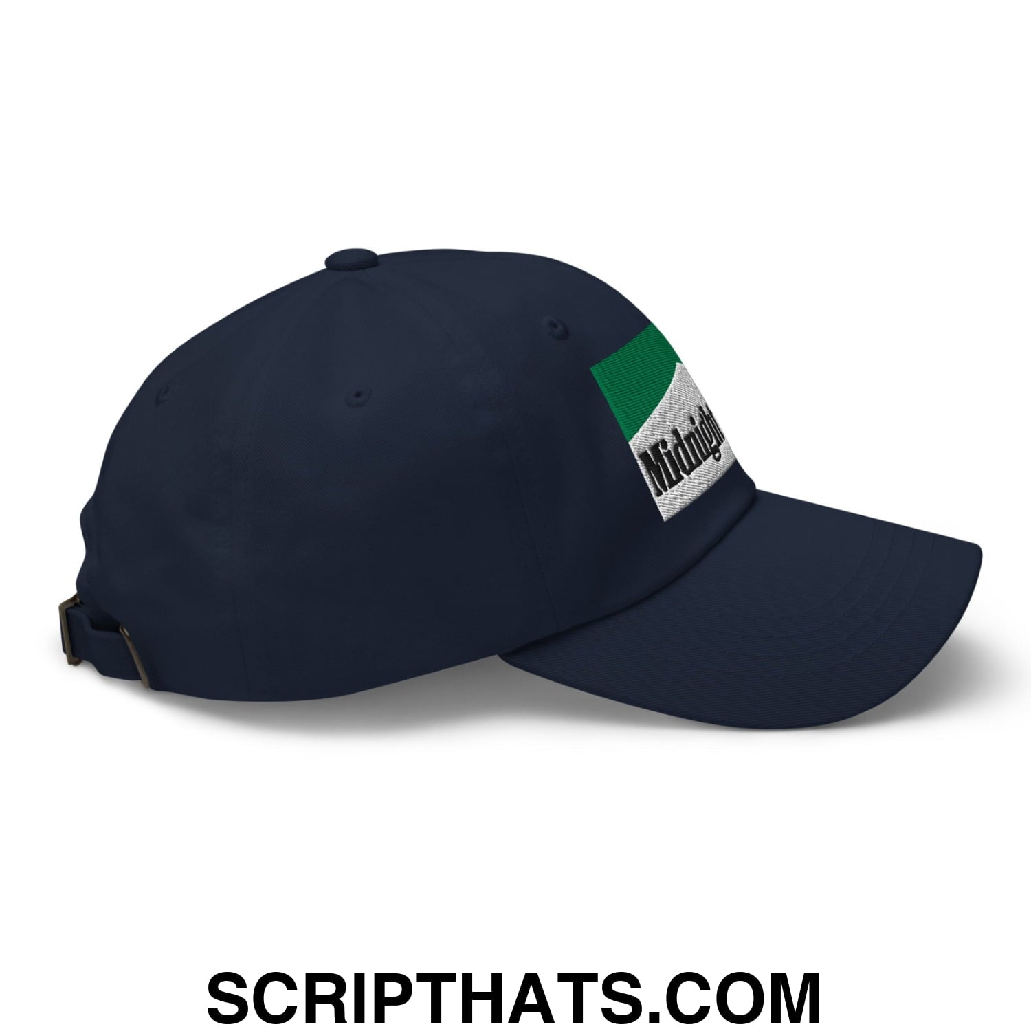 Midnight Toker Cigarette Menthol Green Embroidered Unstructured Dad Hat Navy