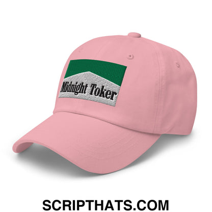 Midnight Toker Cigarette Menthol Green Embroidered Unstructured Dad Hat Pink