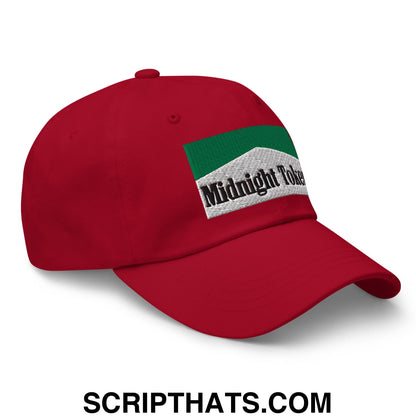 Midnight Toker Cigarette Menthol Green Embroidered Unstructured Dad Hat Cranberry