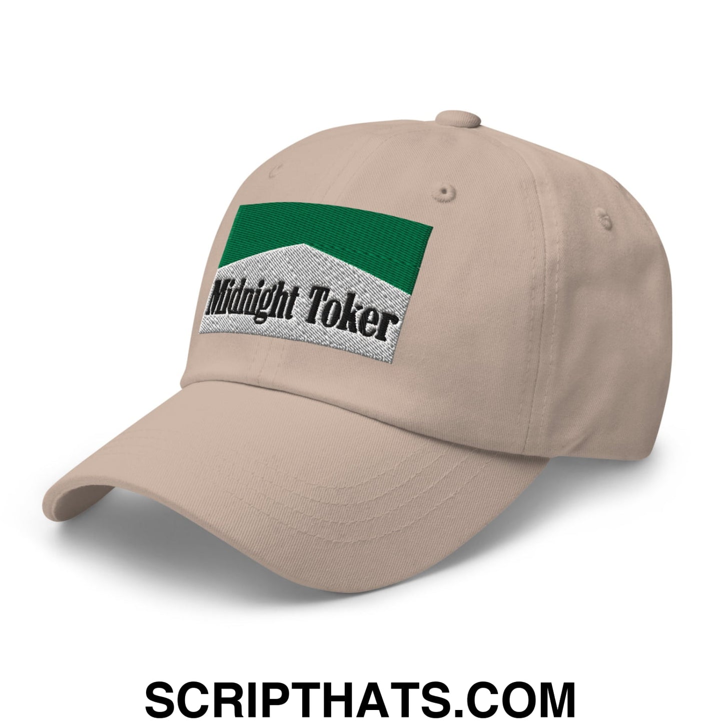 Midnight Toker Cigarette Menthol Green Embroidered Unstructured Dad Hat Stone