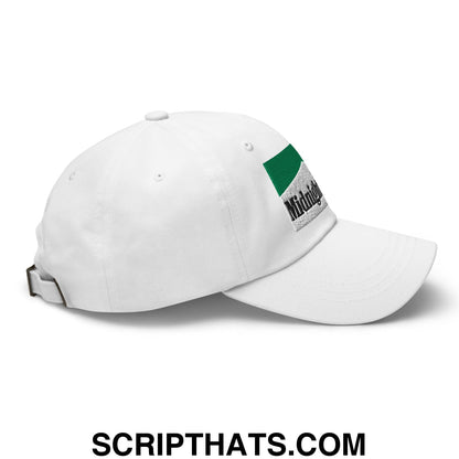 Midnight Toker Cigarette Menthol Green Embroidered Unstructured Dad Hat White