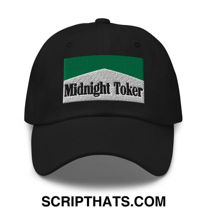 Midnight Toker Cigarette Menthol Green Embroidered Unstructured Dad Hat Black