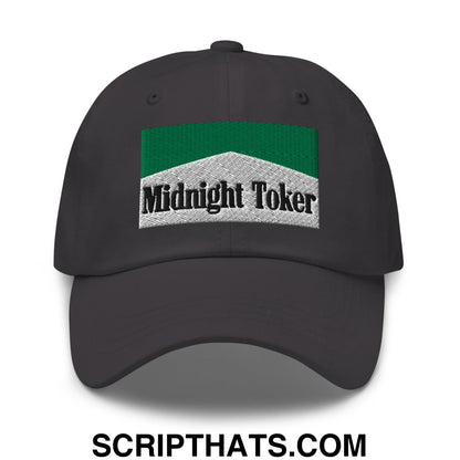 Midnight Toker Cigarette Menthol Green Embroidered Unstructured Dad Hat Dark Grey