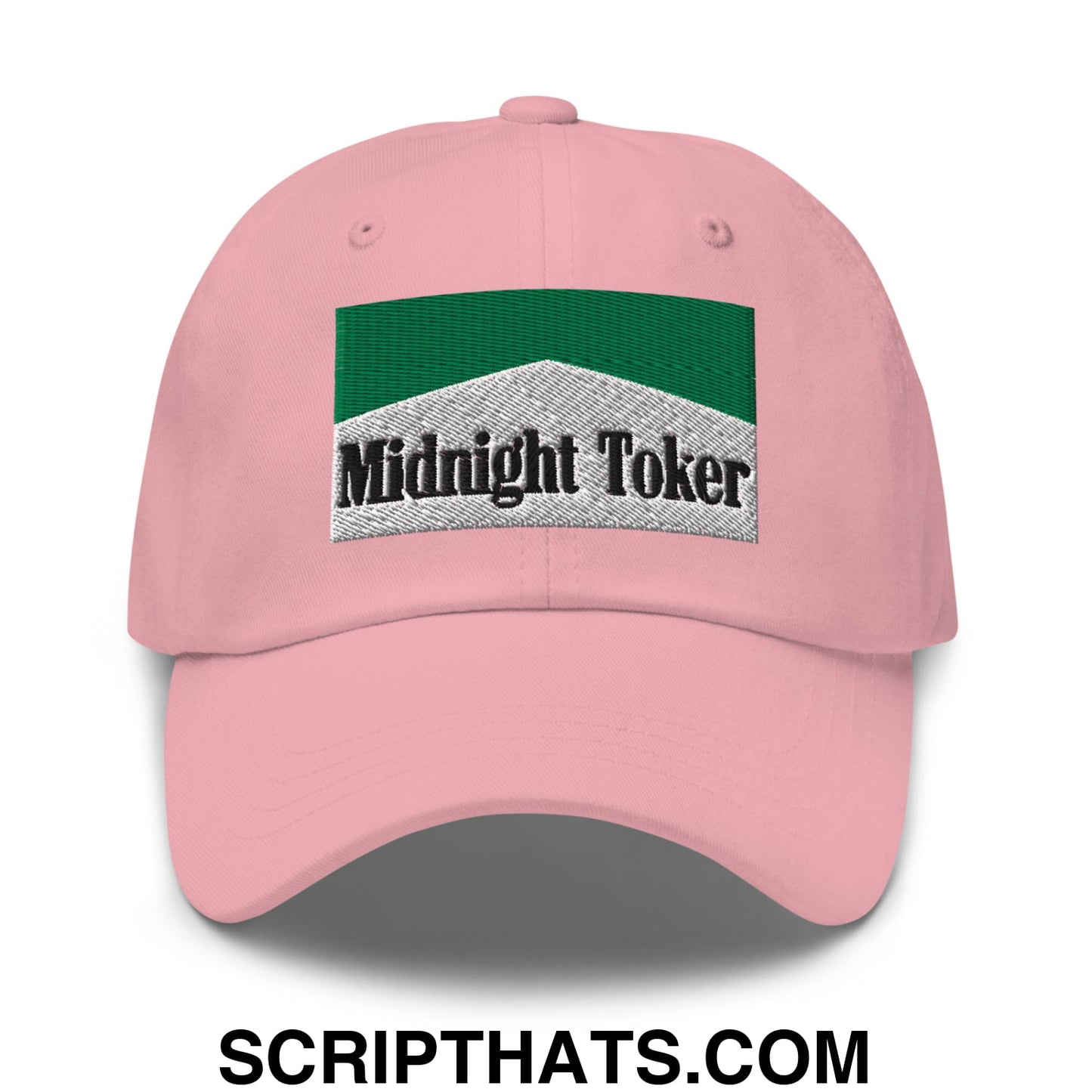 Midnight Toker Cigarette Menthol Green Embroidered Unstructured Dad Hat Pink