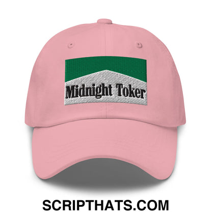 Midnight Toker Cigarette Menthol Green Embroidered Unstructured Dad Hat Pink