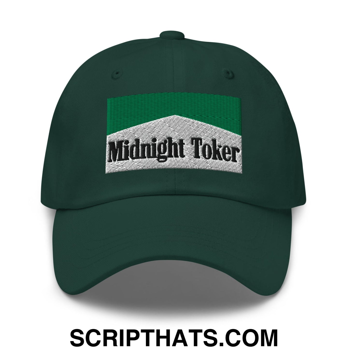 Midnight Toker Cigarette Menthol Green Embroidered Unstructured Dad Hat Spruce