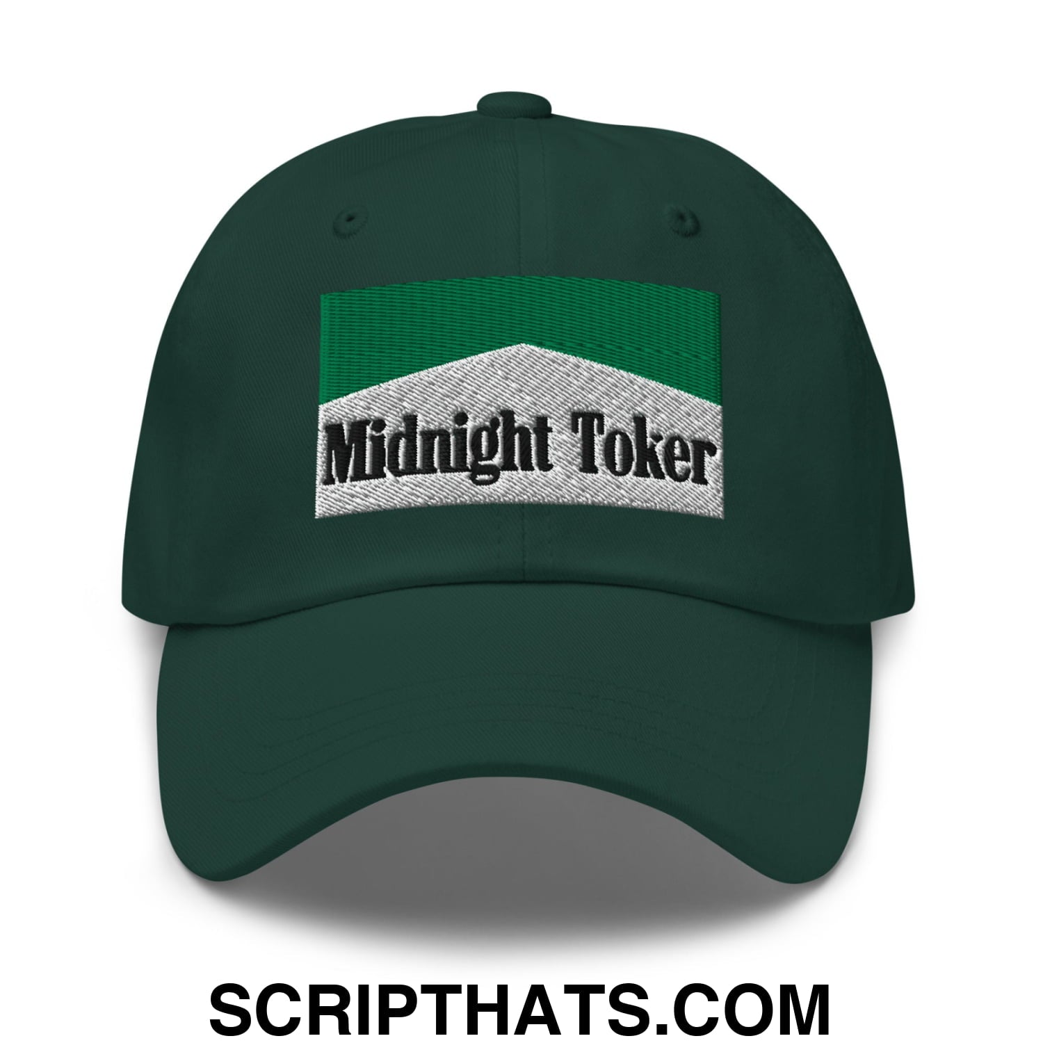 Midnight Toker Cigarette Menthol Green Embroidered Unstructured Dad Hat Spruce