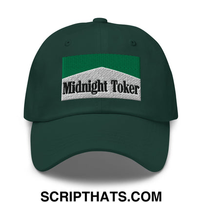 Midnight Toker Cigarette Menthol Green Embroidered Unstructured Dad Hat Spruce