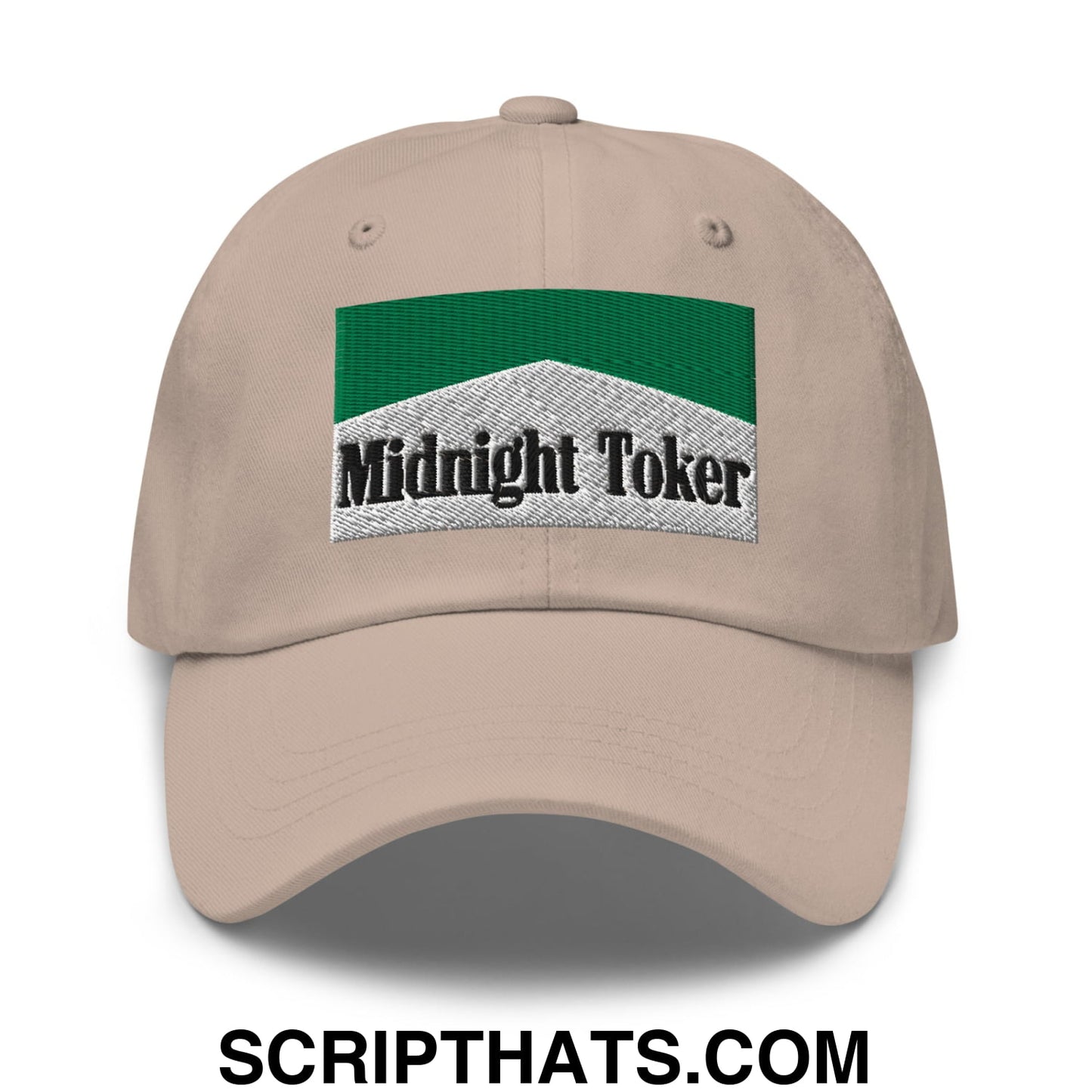 Midnight Toker Cigarette Menthol Green Embroidered Unstructured Dad Hat Stone