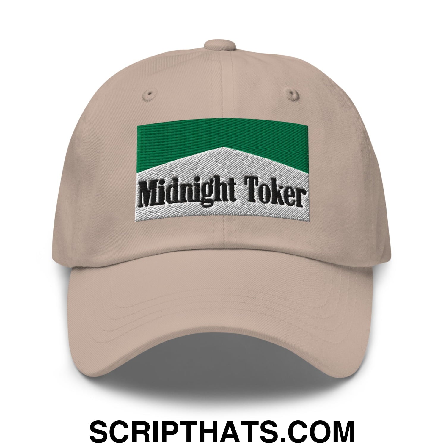 Midnight Toker Cigarette Menthol Green Embroidered Unstructured Dad Hat Stone