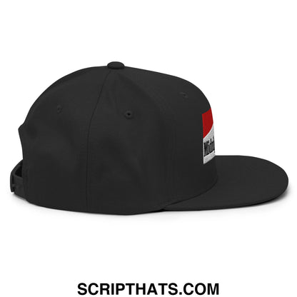 Midnight Toker Cigarette Red Embroidered Flat Bill Brim Snapback Hat Black