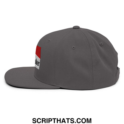 Midnight Toker Cigarette Red Embroidered Flat Bill Brim Snapback Hat Dark Grey