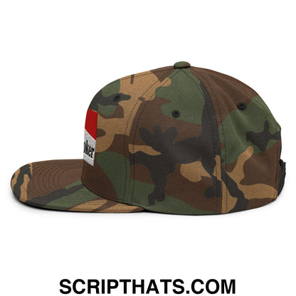 Midnight Toker Cigarette Red Embroidered Flat Bill Brim Snapback Hat Green Camo