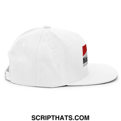 Midnight Toker Cigarette Red Embroidered Flat Bill Brim Snapback Hat White
