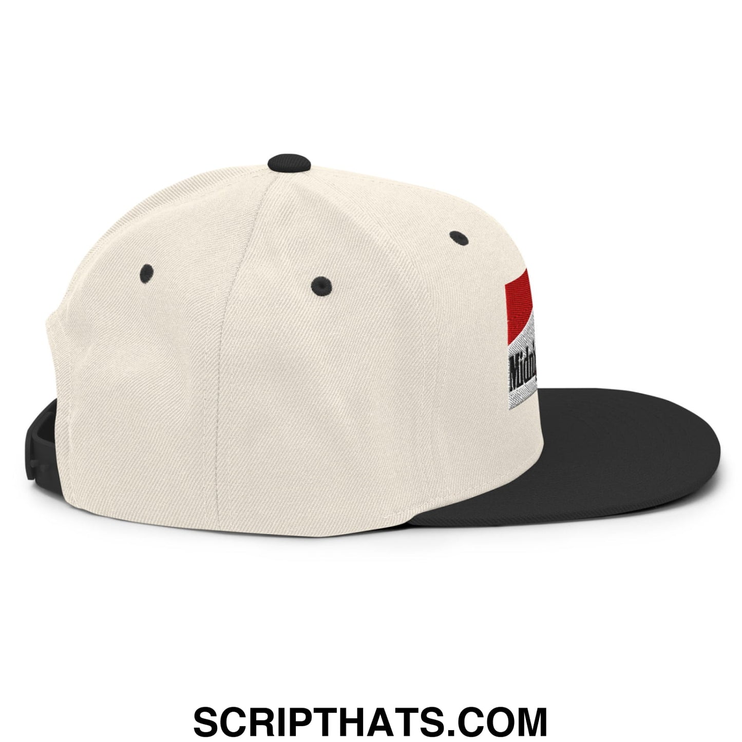 Midnight Toker Cigarette Red Embroidered Flat Bill Brim Snapback Hat Natural Black