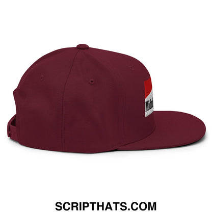 Midnight Toker Cigarette Red Embroidered Flat Bill Brim Snapback Hat Maroon