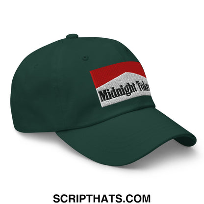 Midnight Toker Cigarette Red Embroidered Unstructured Dad Hat Spruce