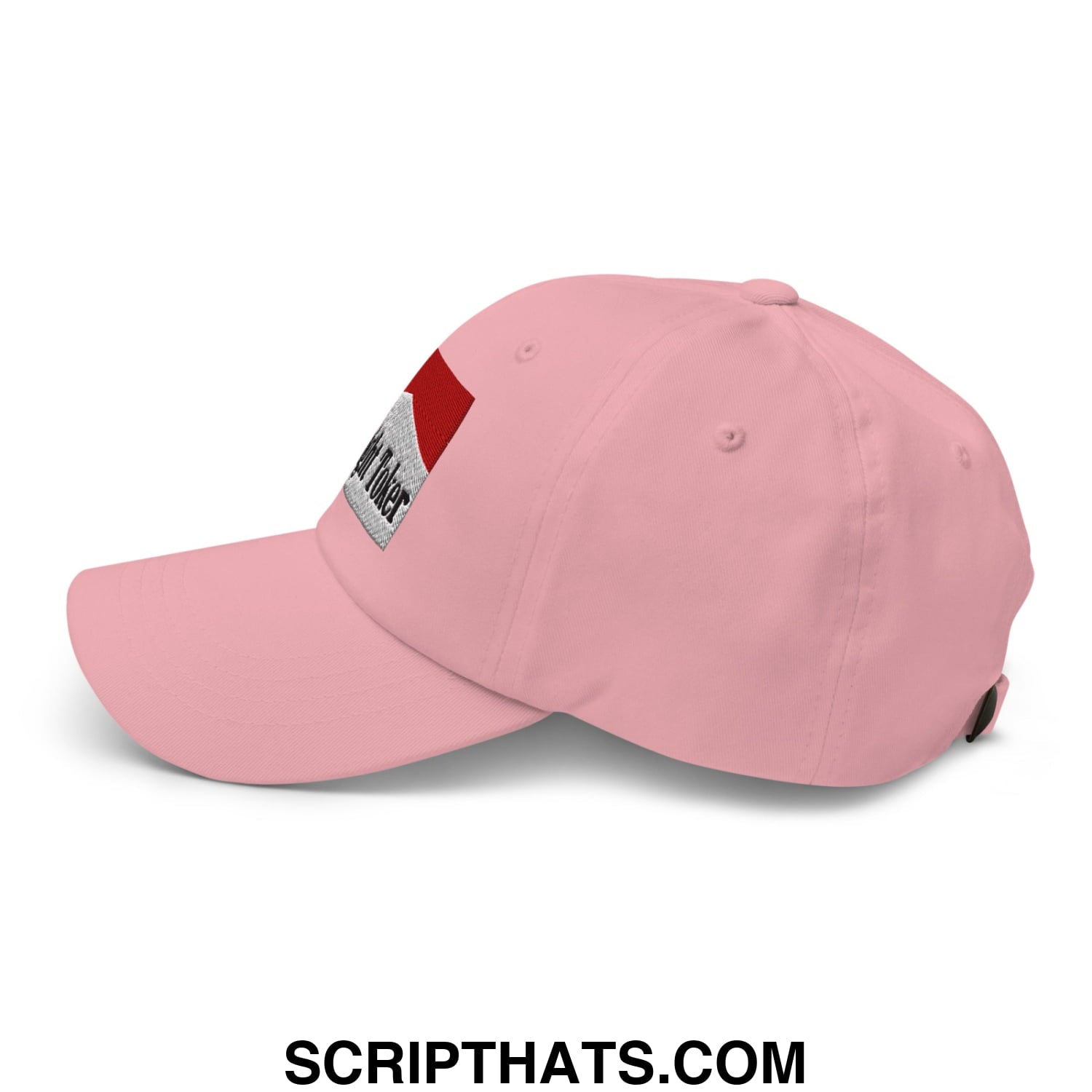 Midnight Toker Cigarette Red Embroidered Unstructured Dad Hat Pink
