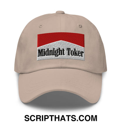 Midnight Toker Cigarette Red Embroidered Unstructured Dad Hat Stone
