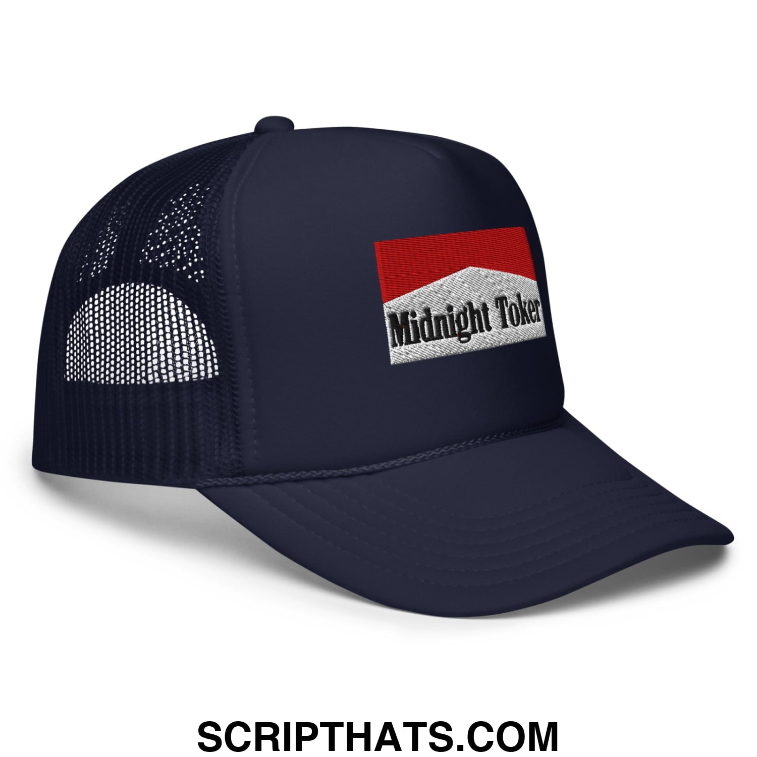 Midnight Toker Embroidered Foam Trucker Hat Navy