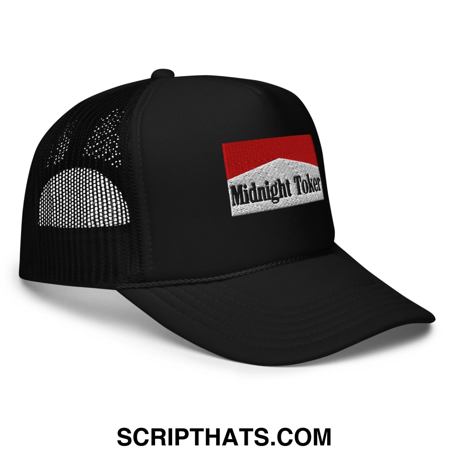 Midnight Toker Embroidered Foam Trucker Hat Black