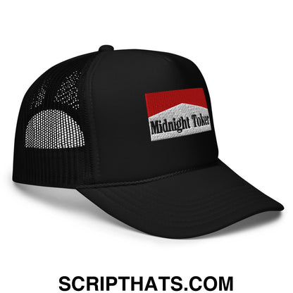 Midnight Toker Embroidered Foam Trucker Hat Black