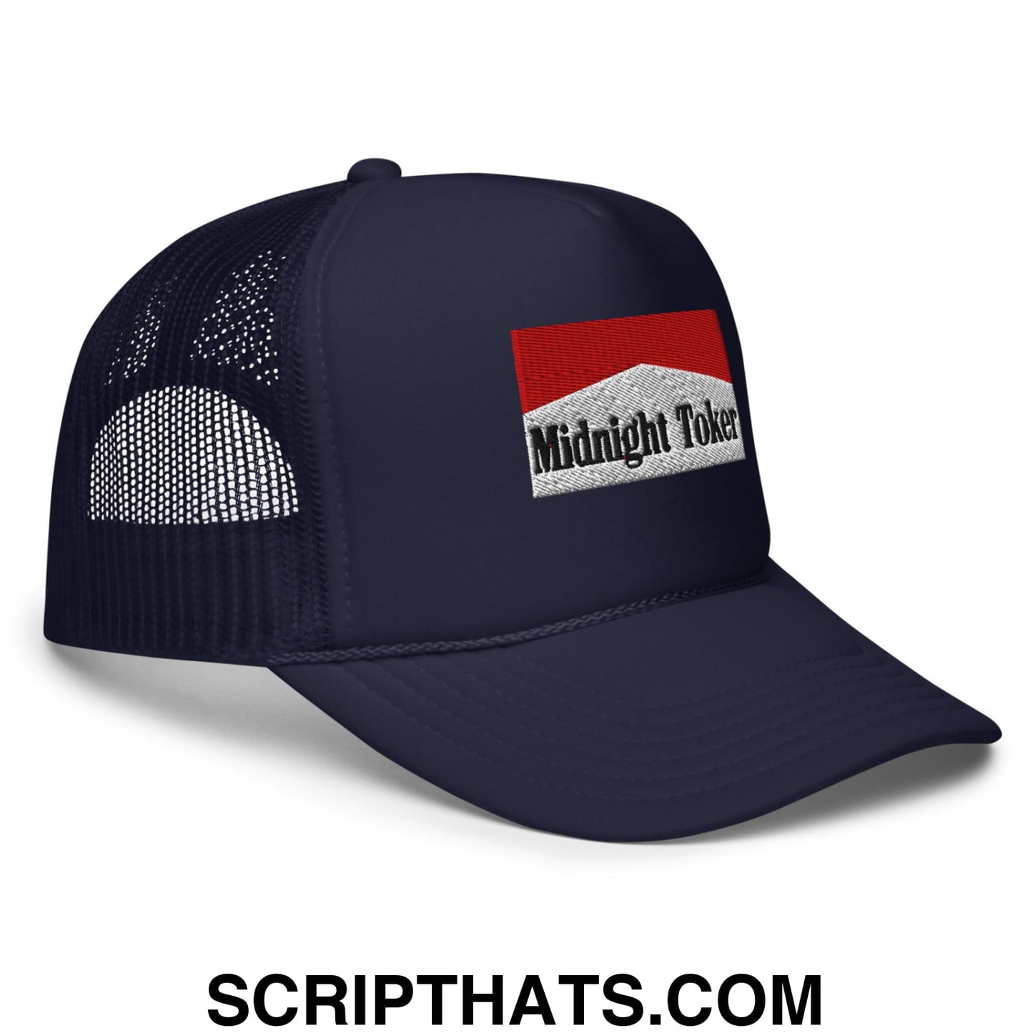 Midnight Toker Embroidered Foam Trucker Hat Navy