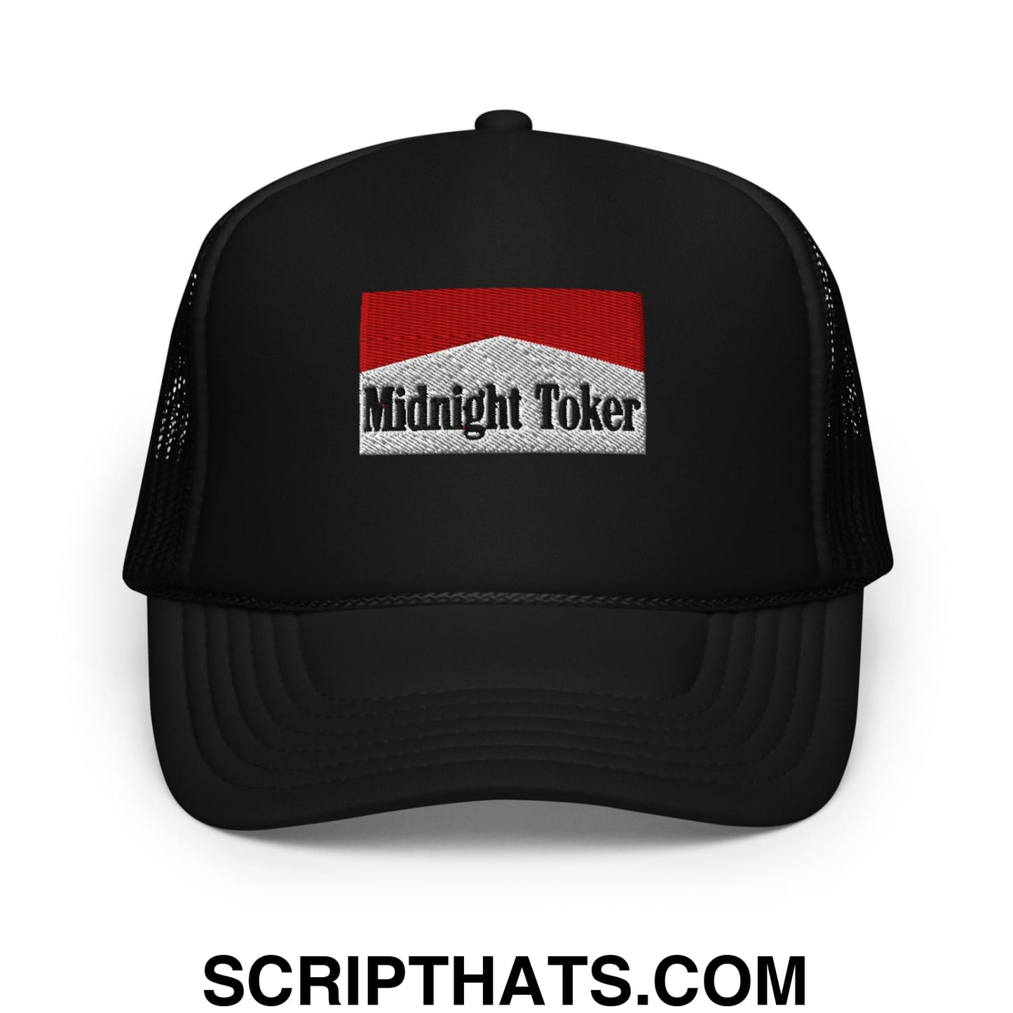 Midnight Toker Embroidered Foam Trucker Hat Black
