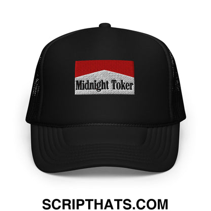 Midnight Toker Embroidered Foam Trucker Hat Black