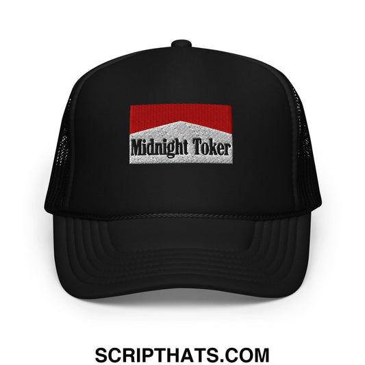 Midnight Toker Embroidered Foam Trucker Hat Black