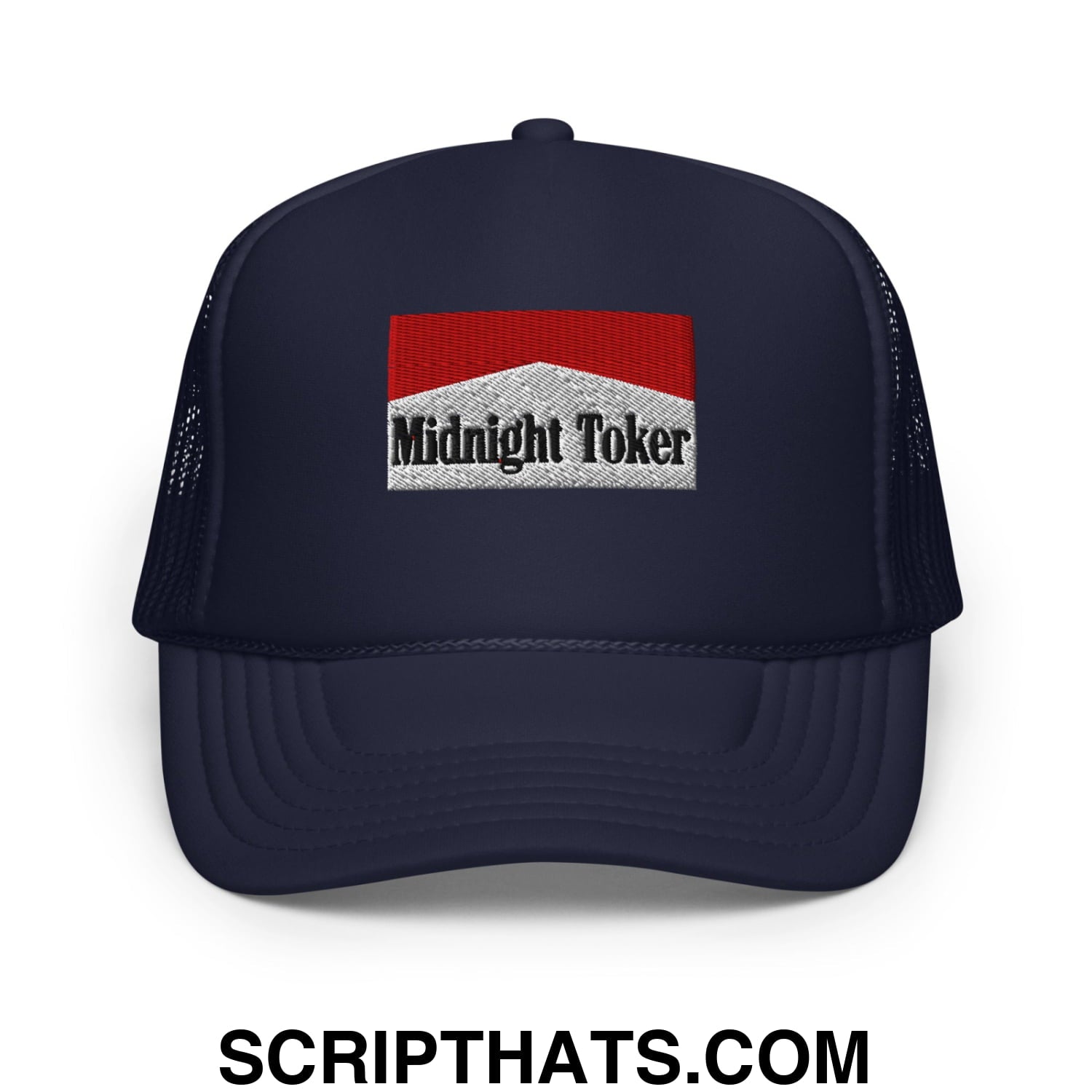 Midnight Toker Embroidered Foam Trucker Hat Navy