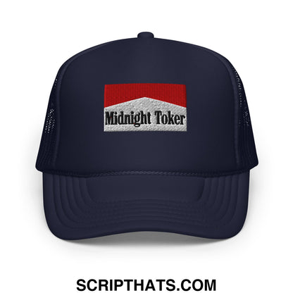 Midnight Toker Embroidered Foam Trucker Hat Navy