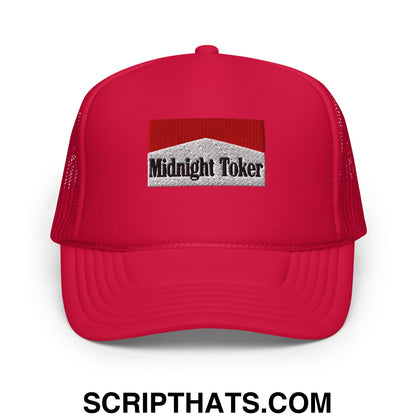 Midnight Toker Embroidered Foam Trucker Hat Red