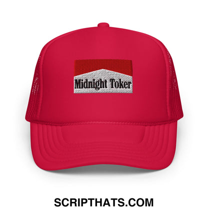 Midnight Toker Embroidered Foam Trucker Hat Red