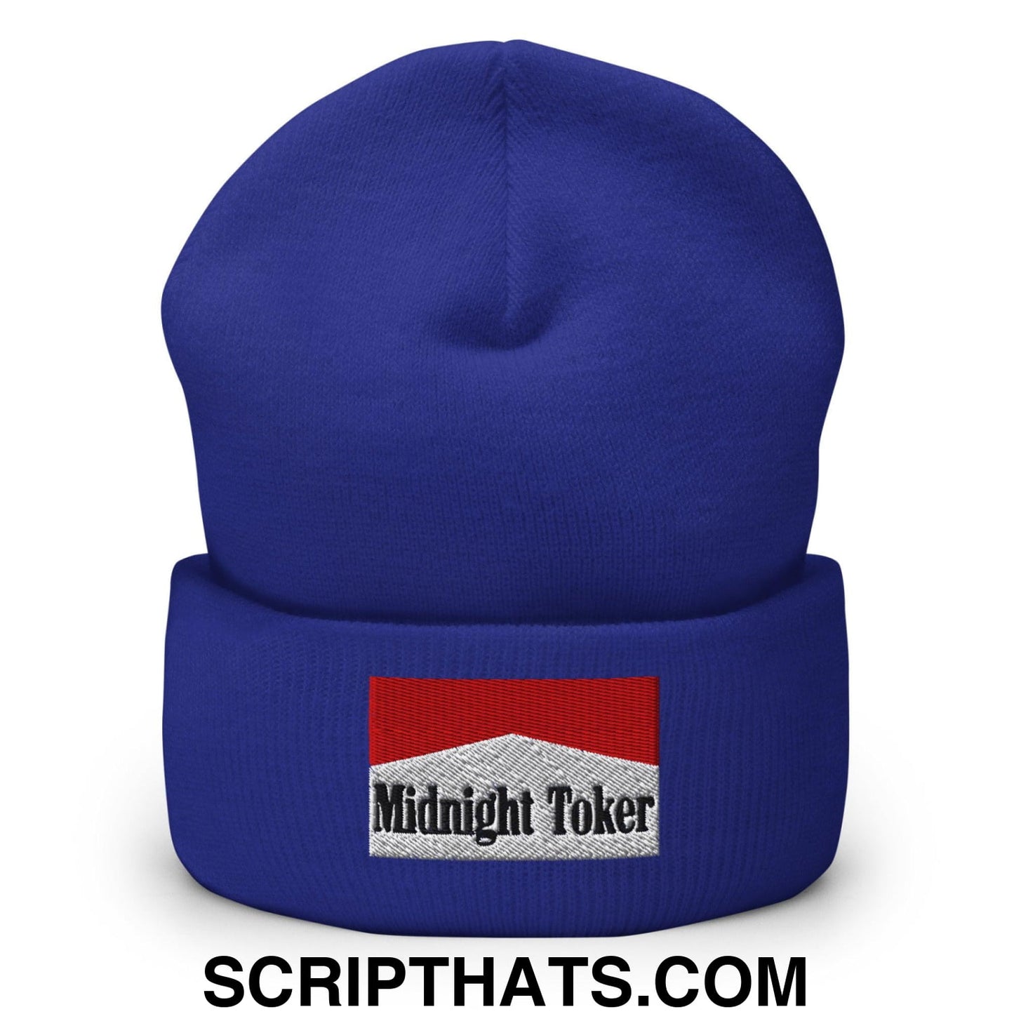 Midnight Toker Embroidered Knit Cuffed Beanie Royal