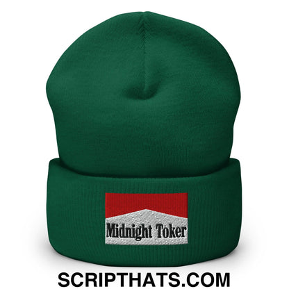 Midnight Toker Embroidered Knit Cuffed Beanie Spruce