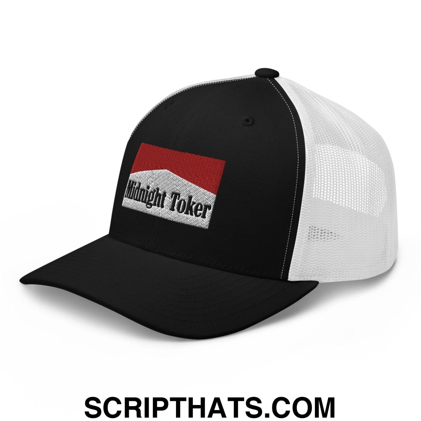 Midnight Toker Retro Trucker Hat Black White