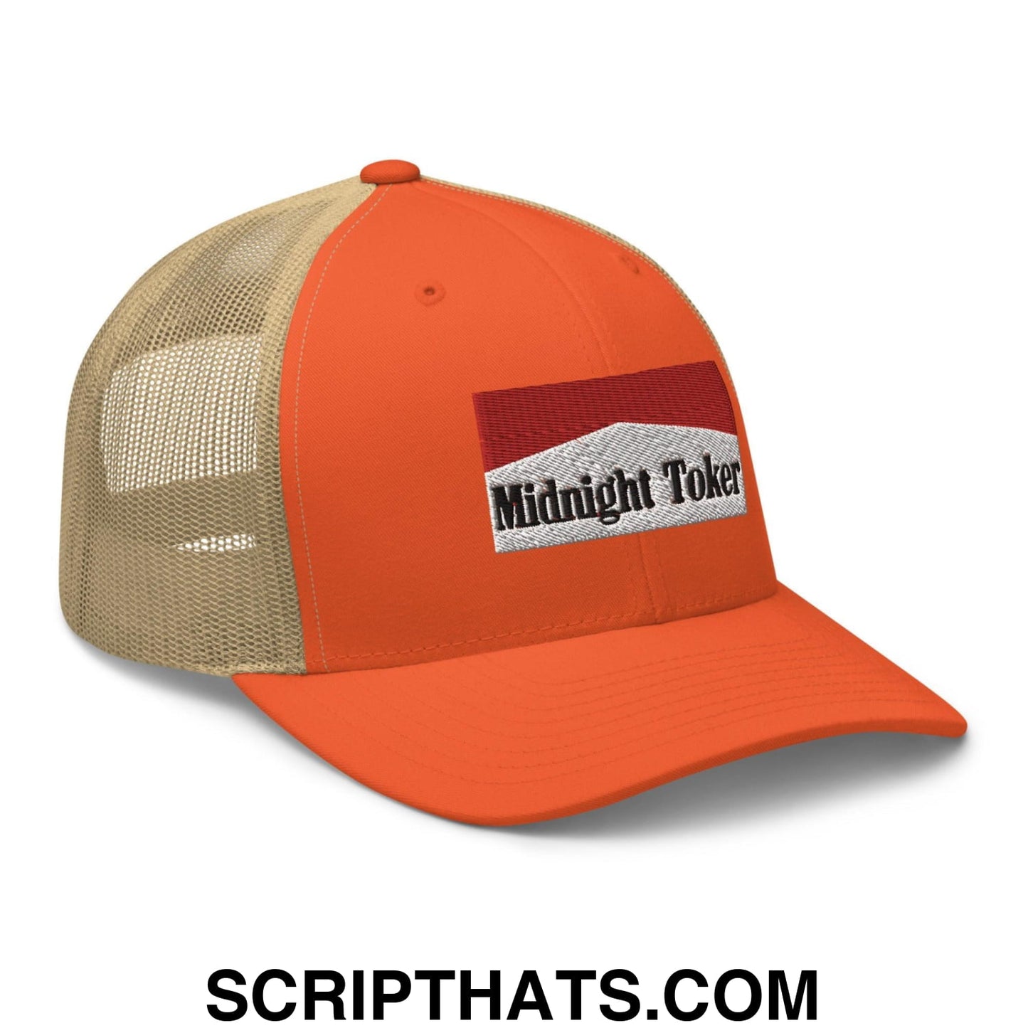 Midnight Toker Retro Trucker Hat Rustic Orange Khaki