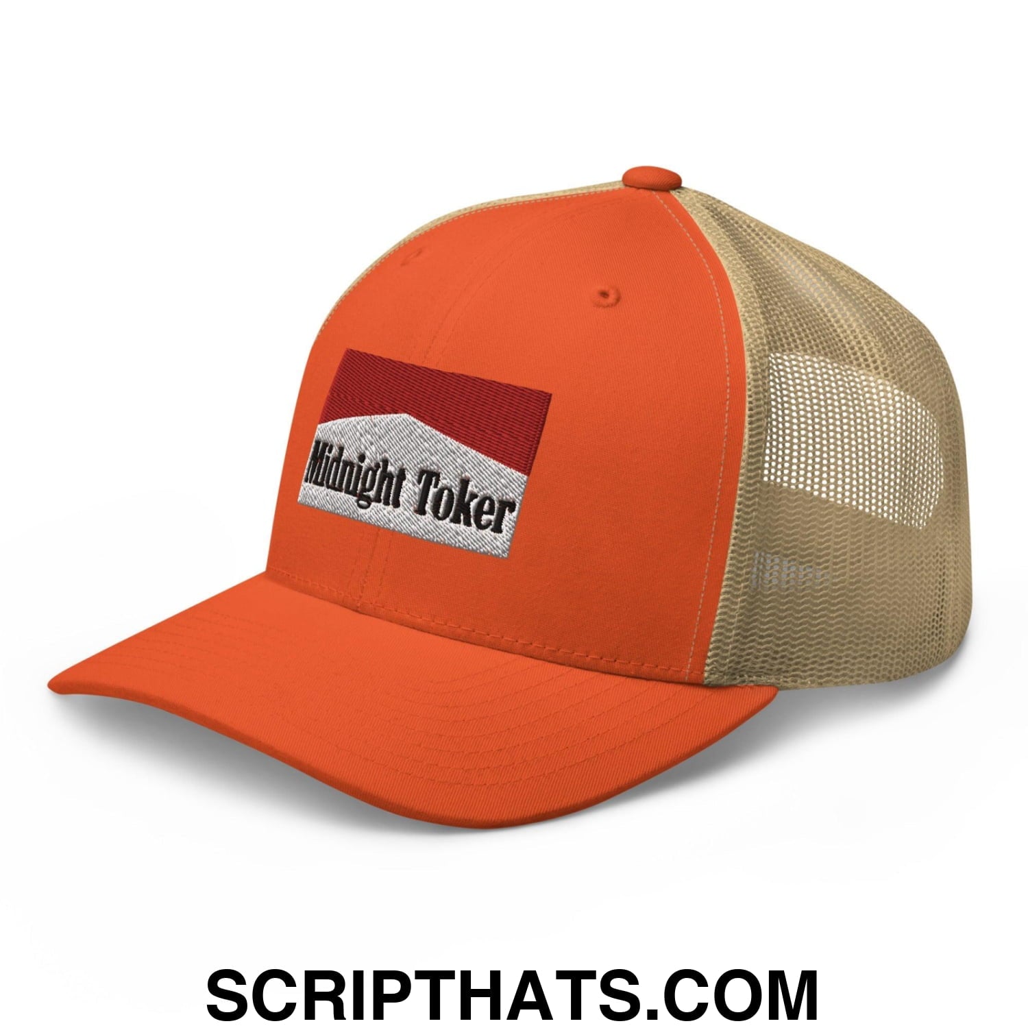 Midnight Toker Retro Trucker Hat Rustic Orange Khaki