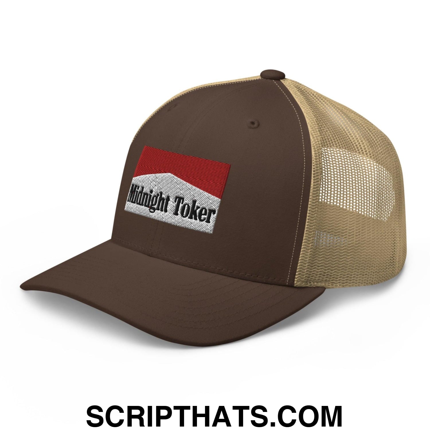 Midnight Toker Retro Trucker Hat Brown Khaki