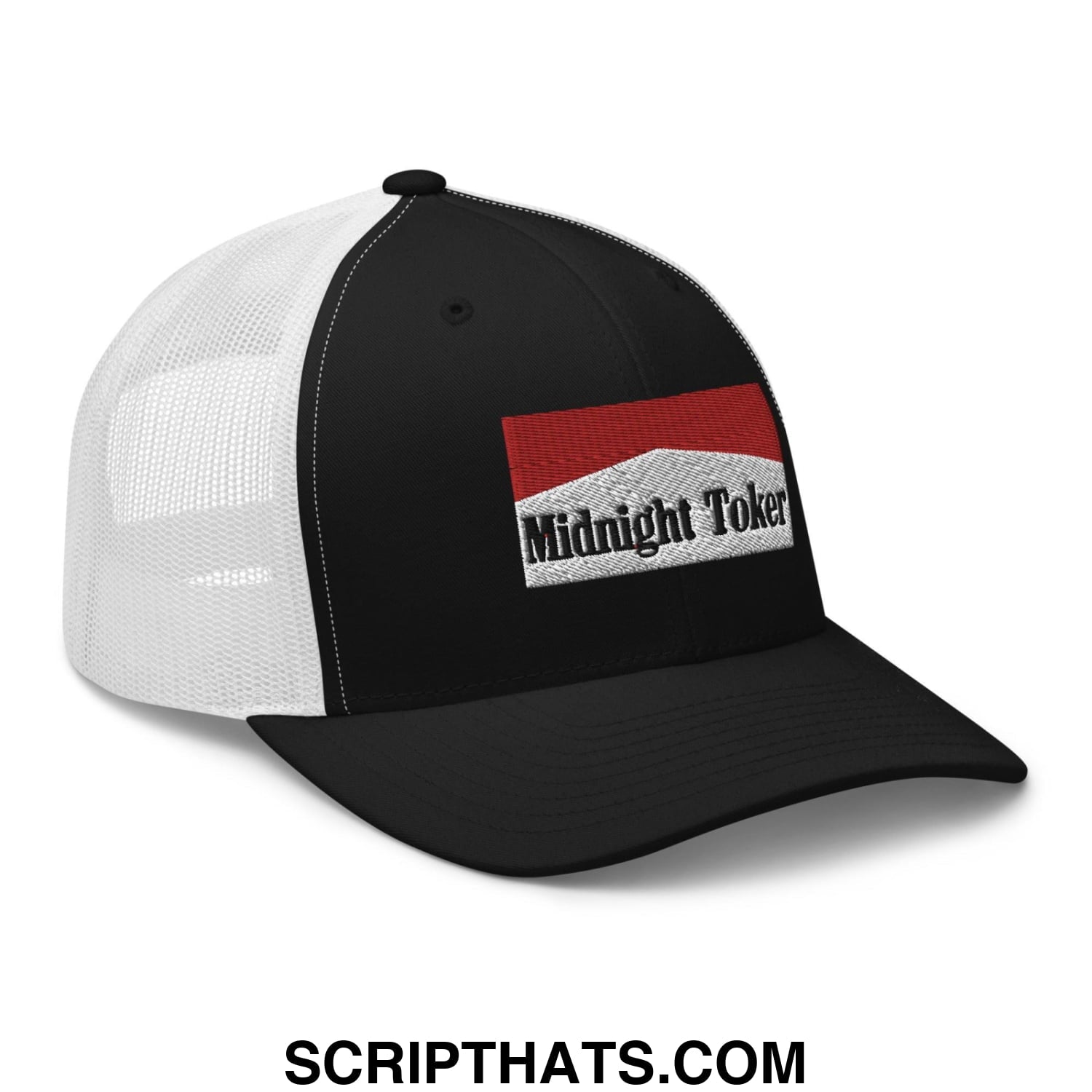 Midnight Toker Retro Trucker Hat Black White